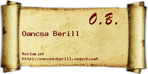 Oancsa Berill névjegykártya